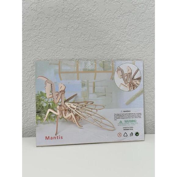 NEW 3D Wooden Insect Model Set of 6 Dragonfly Mantis Scorpion Bee Self Assembly - Picture 8 of 12